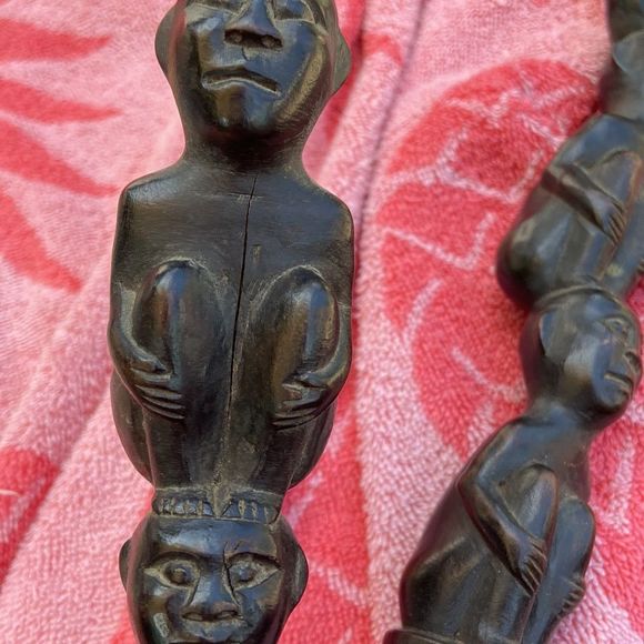 Tribal Wooden spoon and fork Vintage A16 - Picture 8 of 9